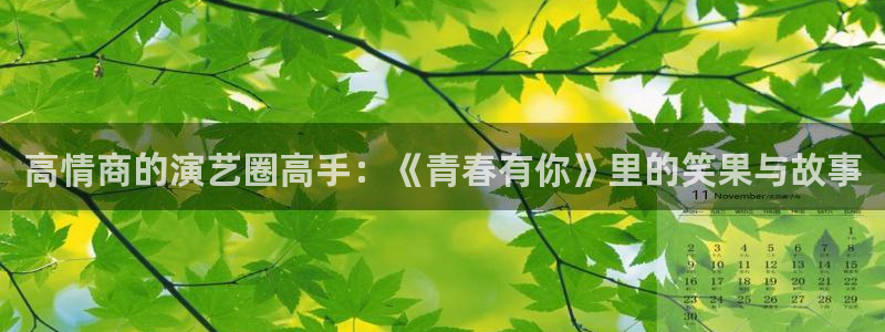 泰达娱乐平台：高情商的演艺圈高手：《青春有你》里的笑果与故事